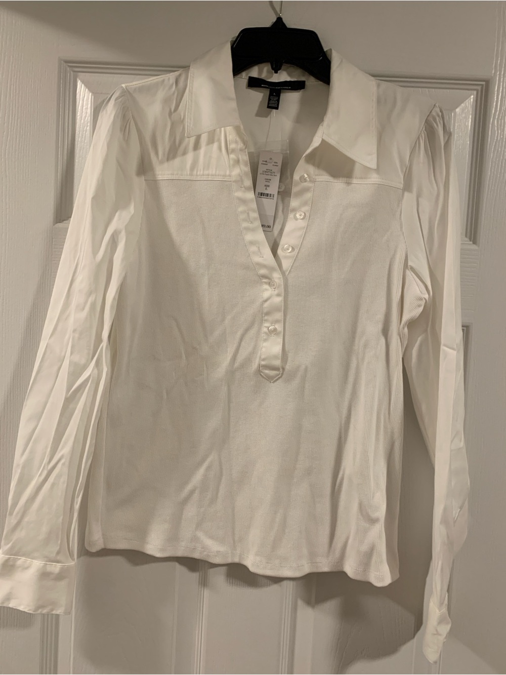 White House Black Market White Button-Front Collared Blouse